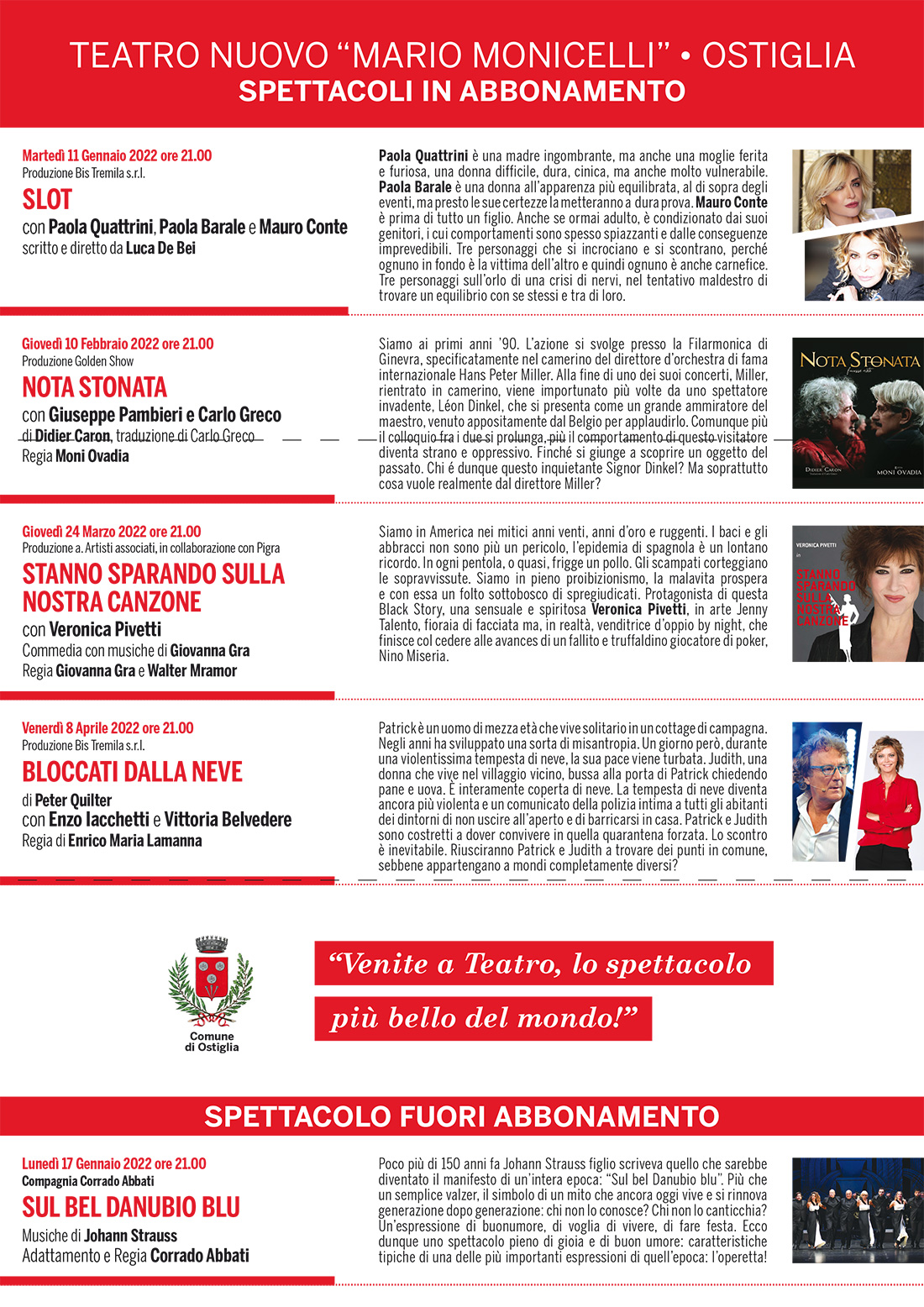 Rassegna teatrale 2022. Comune di Ostiglia